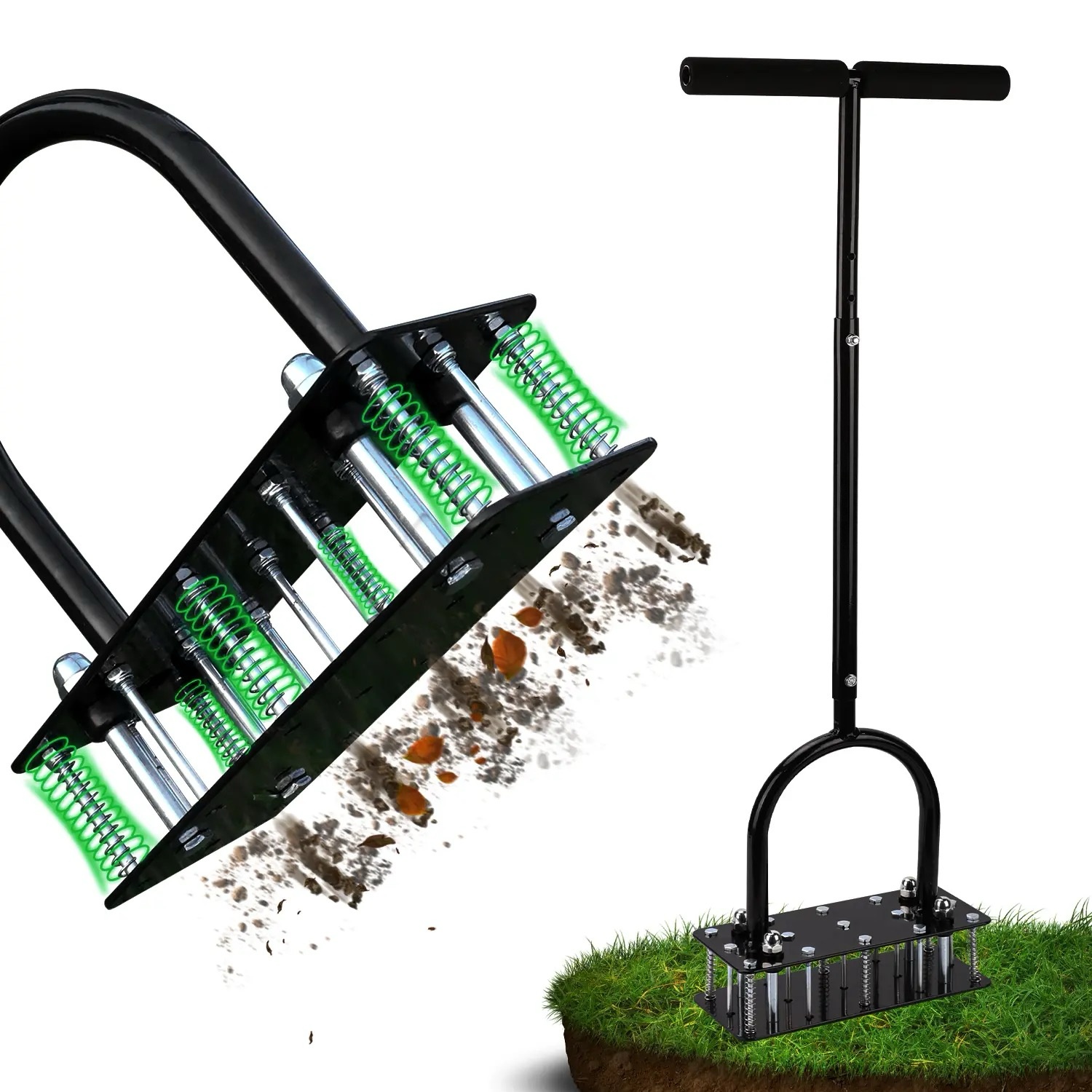 Lawn Aerator Automatic Dirt and Leaf Clean Design, Grass Aerator for Yard